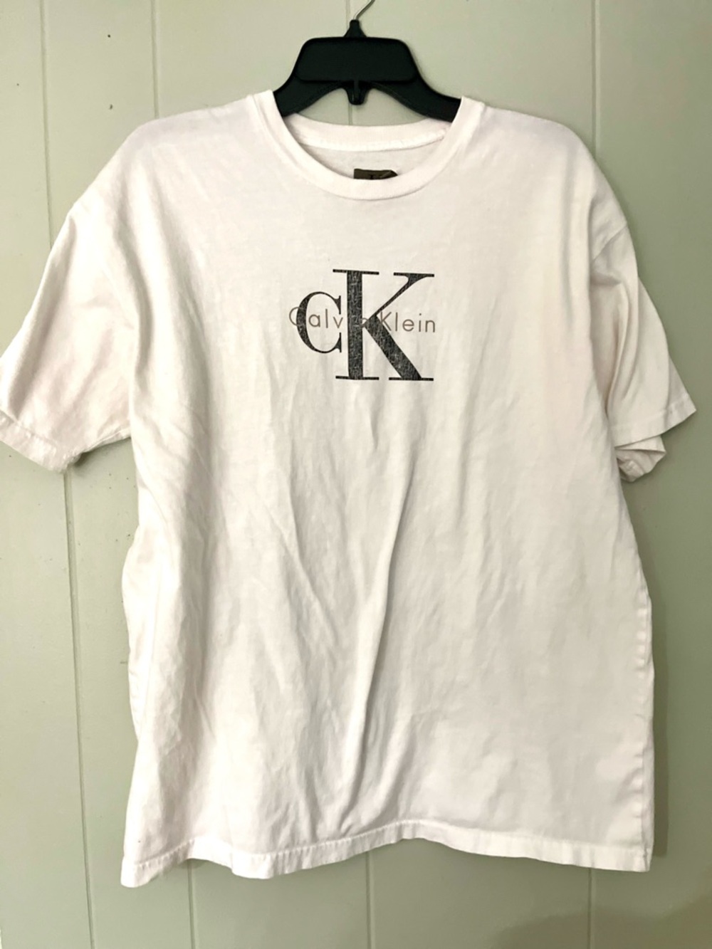 Calvin Klein White Crew Neck Logo Tee with Brown Tag